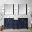 72 po Grand meuble-lavabo double large bleu marine avec comptoir en céramique blanche, robinet en acier inoxydable, fermeture en douceur et rangement abondant avec dispositif de fermeture, compartiments de salle de bain spacieux-709525993