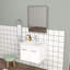 Ensemble de meuble-lavabo 24 po avec lavabo et miroir, meuble-lavabo mural avec portes doubles, cadre en aluminium argenté, charnières à fermeture douce, longues poignées en métal, lavabo en céramique, blanc brillant