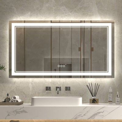 Miroir de salle de bain mural surdimensionné sans cadre