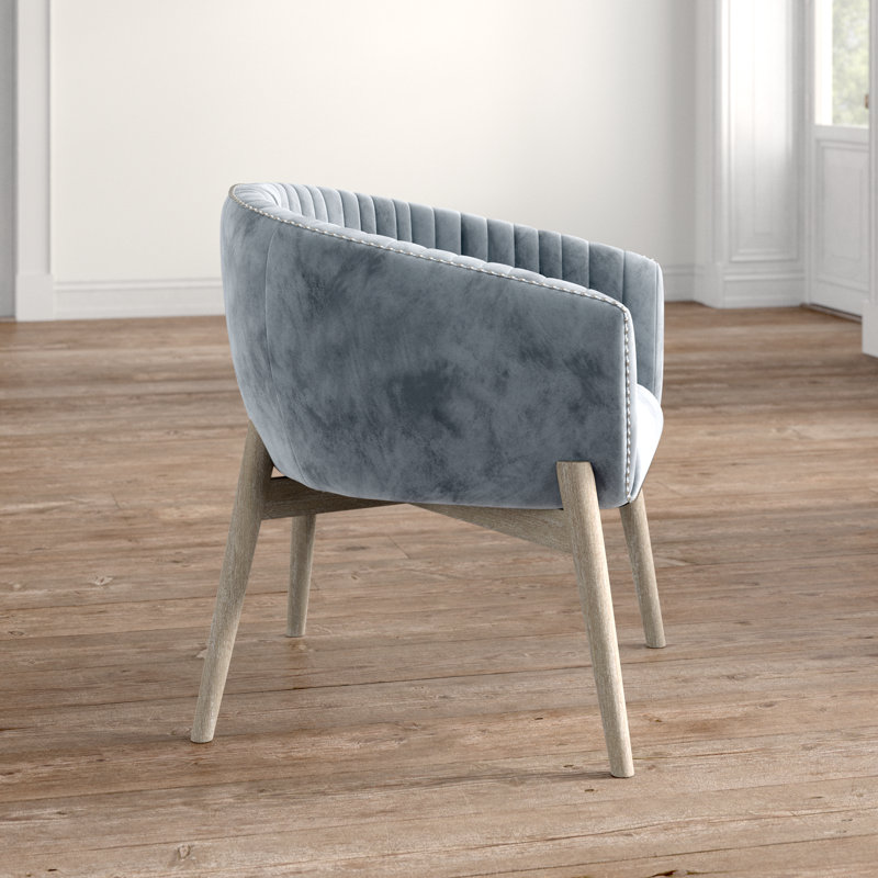 Fauteuil demi-tonneau en velours 28 po Barnes, gris