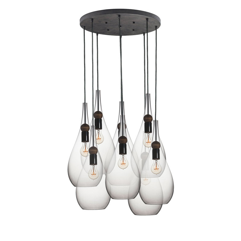 Earth 8 - Light Chandelier, 36" H x 18" W x 18" D, Clear Glass, Black