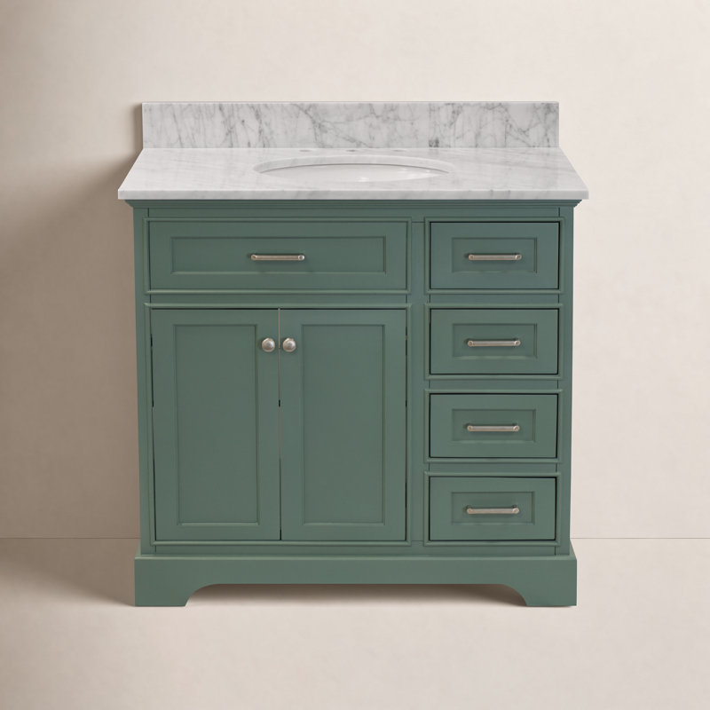 Ensemble de meuble-lavabo simple 36 po Ronnie, Marbre de Carrare, Vert sauge