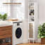Armoire de salle de bain haute avec portes en rotin, armoire de rangement autoportante avec tablettes réglables, blanc-839373503