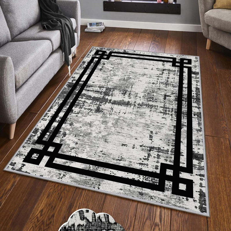Premium Woven Area Rug, 5.9 x 9.2 Feet | 100% Polyester, 650 g/m² | Antibacterial, Non-Slip PVC Dot Underside, 0.3 in Pile Height | Machine Washable, 3D Digital Printing | Perfect for Living Room & Bedroom Decor