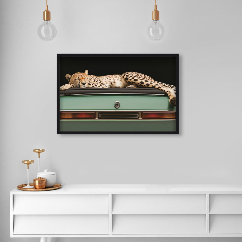 Oliver Gal Sleepy Cadi Cheetah Animals - Luxury Shadowbox Framed Wall Art, 26" H x 38" W