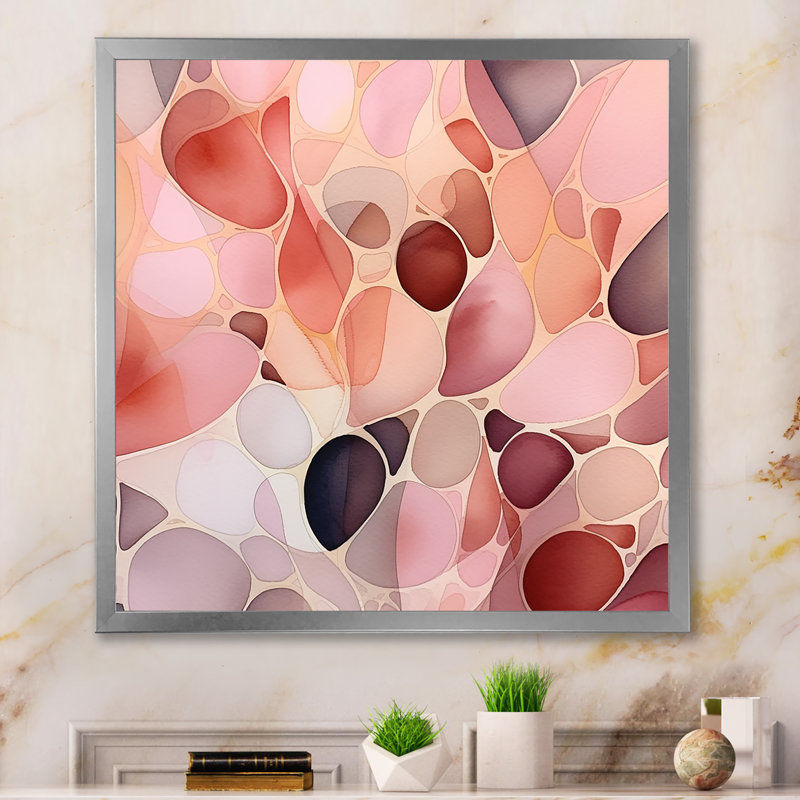 «Nutshell Abstractions», aquarelle abstraite, H 30 po x l 30 po x P 1 po, Cadre photo argenté