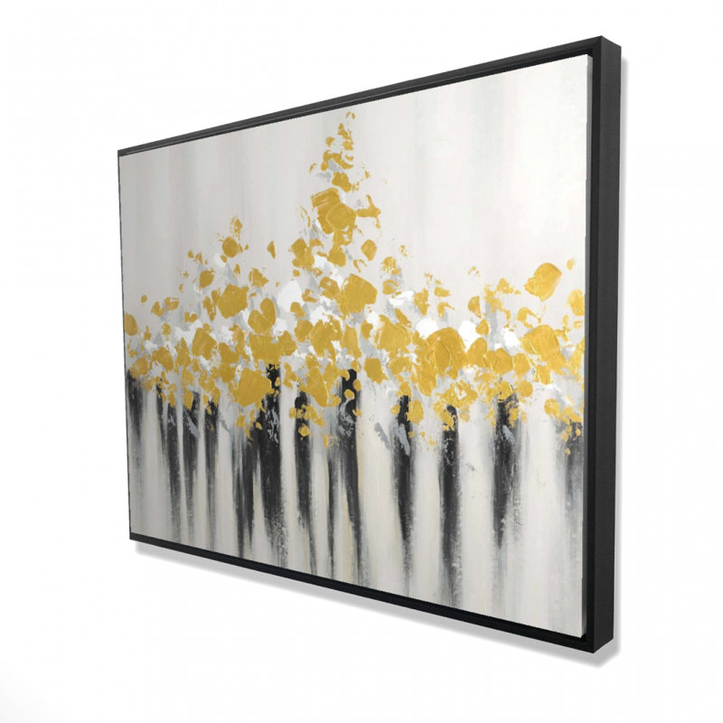 Abstract Gold Flowers Print On Canvas