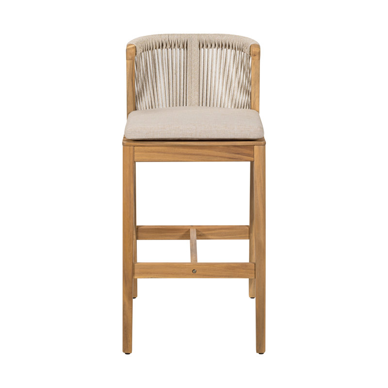 Tabourets de bar avec coussins en bois d'acacia de 28 po de hauteur Luxe Patio