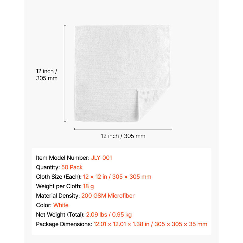White Microfiber Cleaning Cloth 12x12 in Premium Microfiber Towels