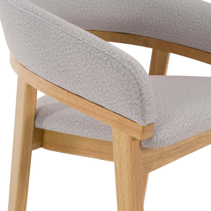 Truman - Chaise de comptoir Mid-Century moderne grise + noyer (ensemble de 2), Natural Oak