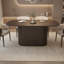63" Modern Large Dining Table With Vertical Striped Base, Rectangle Kitchen Dinner Table For Dining Room-441881062