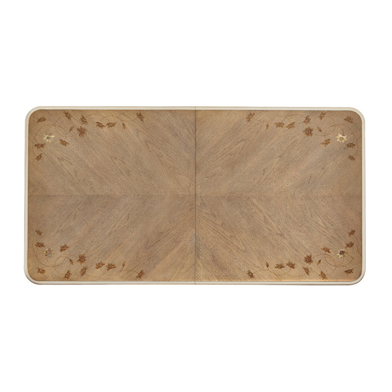 Fontainebleau Rectangular Brown and Gold Extendable Dining Table