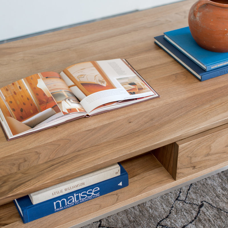 Table basse avec rangement Jelso, Noyer clair