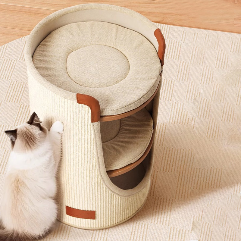 2 Tiers Cat Tree with Condons,Perch,Scratching Posts