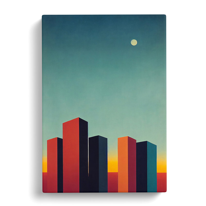 City Skyline Skyscrapers - Print, 50cm H x 35cm W x 3cm D, Wrapped Canvas, No Matte