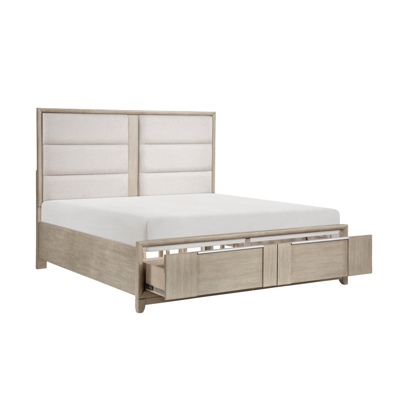 Lit plateforme tapissier avec rangement Burritt