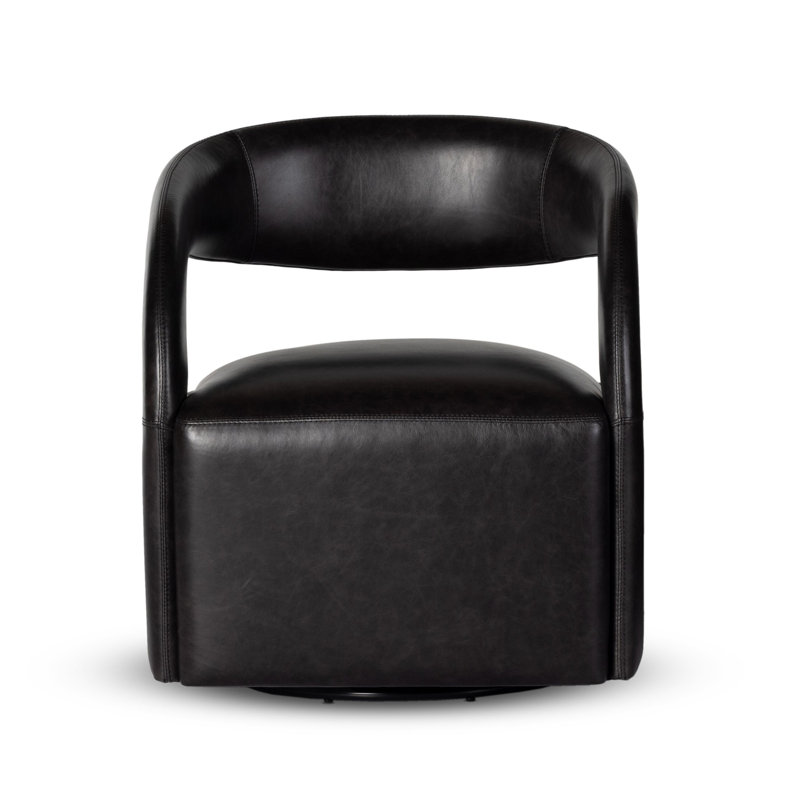 Hawkins Swivel Armchair, Sonoma Black Genuine Leather