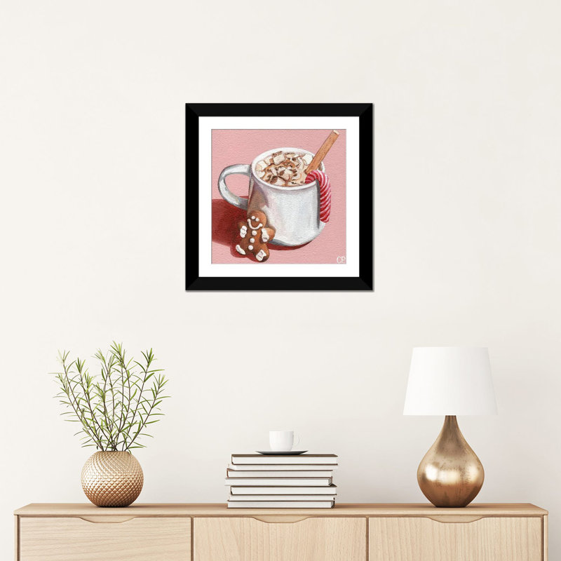 Festive Hot Choc - reproduction d'art murale - papier d'art encadré, Noir, H 16 po x l 16 po