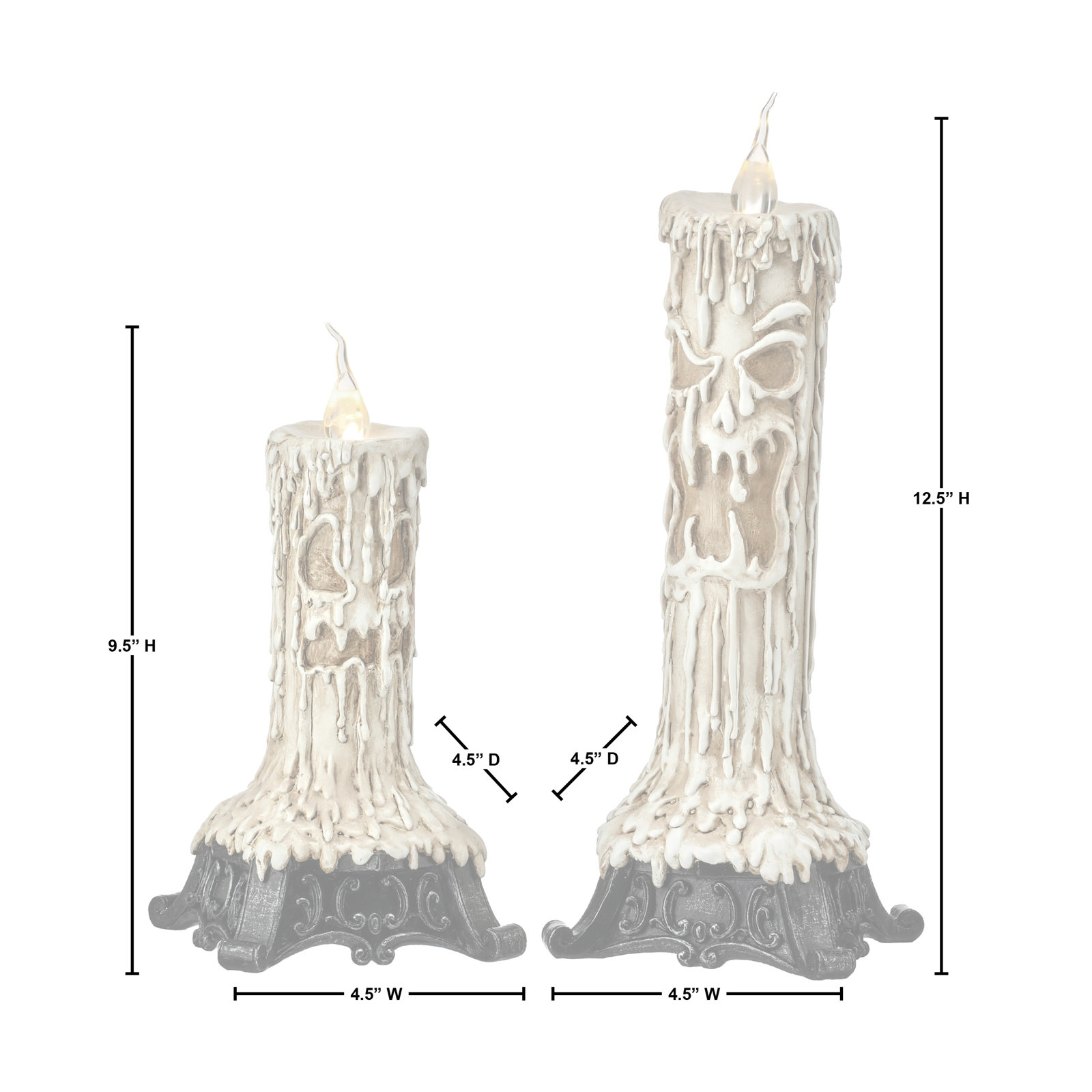 9-12" Led Ghost Candle Set of 2