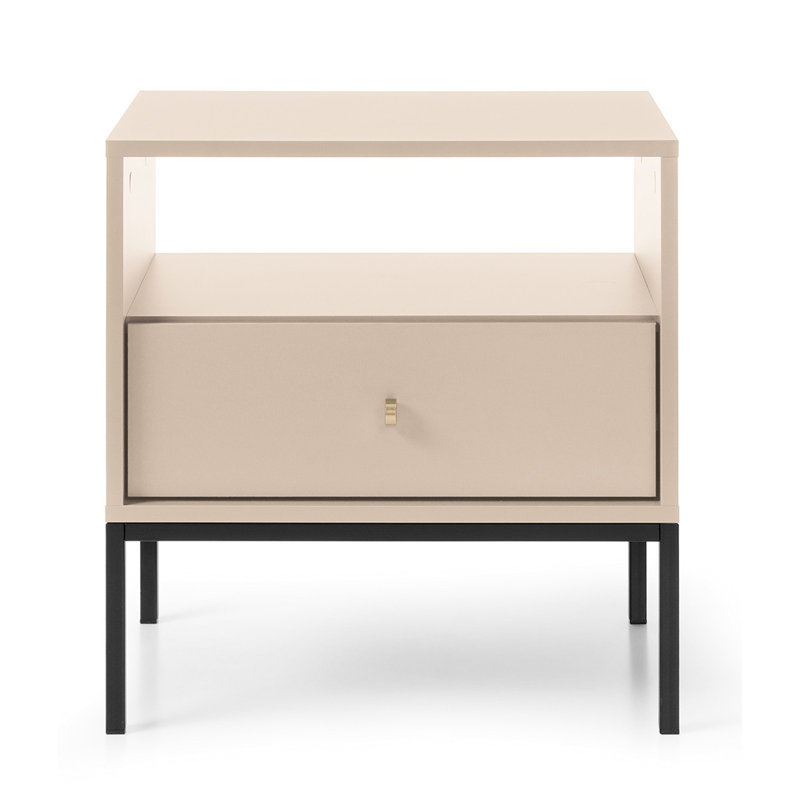 Avereigh 53.6cm W Steel Bedside Table, Beige