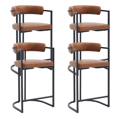 Upholstered Bar Stool with Iron Frame