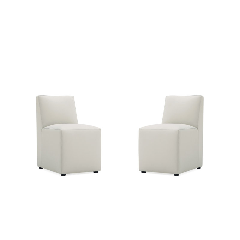 Dirk 19.69'' H Faux Leather Upholstered Parsons Chair, 2, Stone Gray