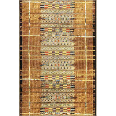 Yellow Mixed Color Geometric Modern Decorative Washable Rug