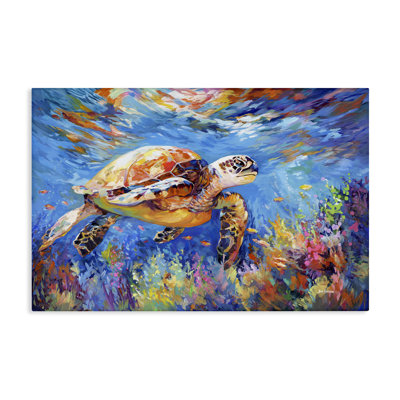 Sea Turtle's Adventure Canvas Wall Art by Leon Devenice