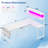 L Shaped Computer Desk with LED Lights & Power Outlet, Reversible 53"W Gaming Desk with Storage Shelf, Side Bag, Hooks for Home Office, White-579127688-579127690