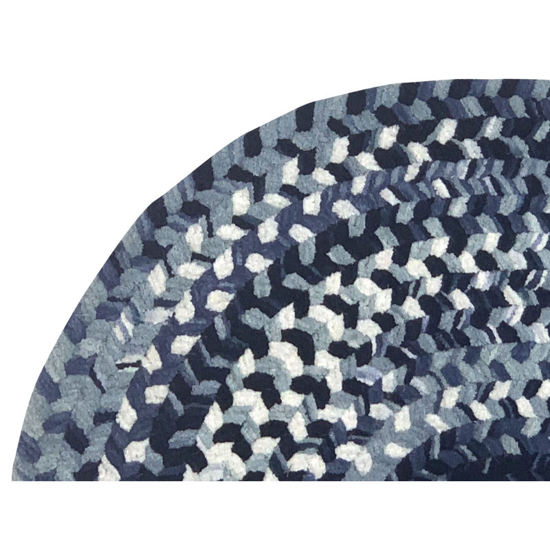 Tapis ombre chenille cotton blue intérieur / extérieur Tamela, Ovale 3 pi x 5 pi