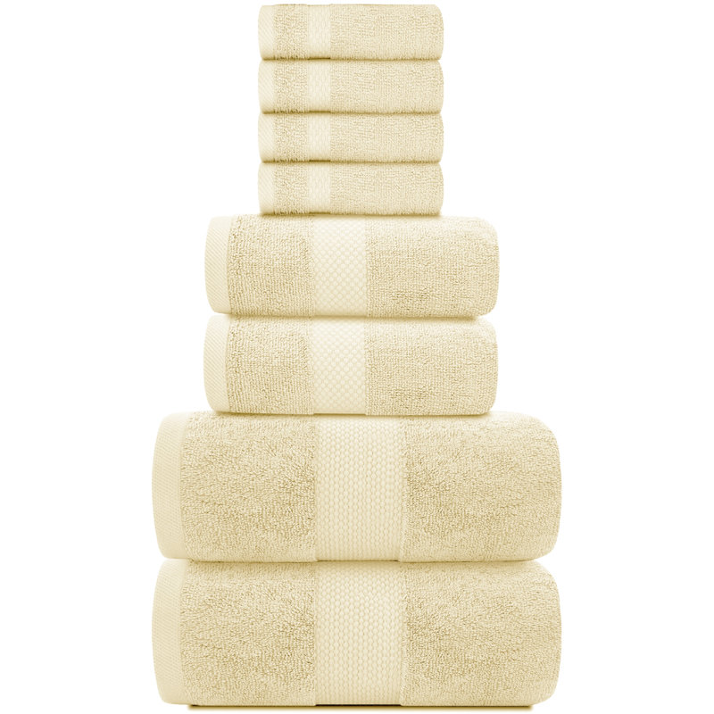 Ensemble de serviettes 100% coton 8 pièces Aldena, Beige
