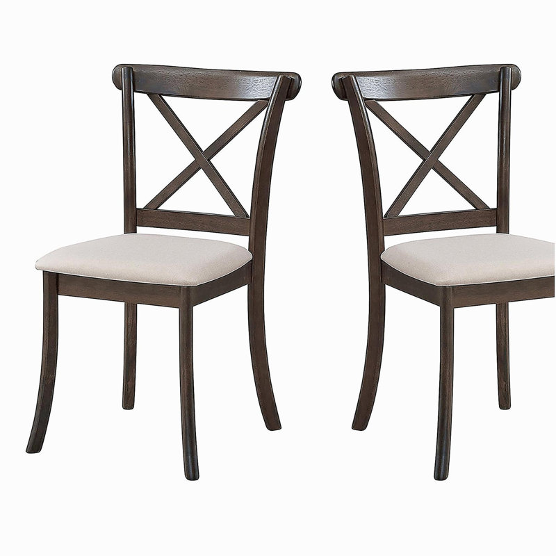 Chaises d'appoint rembourrées en tissu Modern, chaises en bois à dossier en X, ensemble de 2