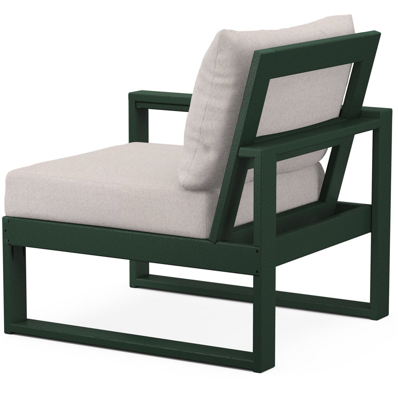 POLYWOOD Outdoor Lounge Chair, Green, Dune Burlap