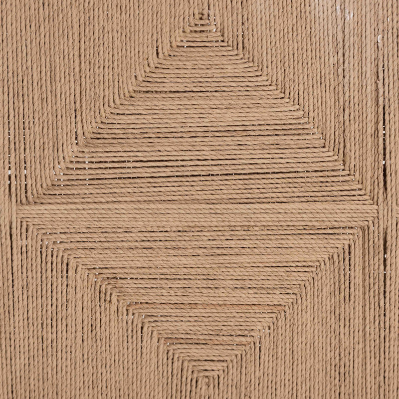 Banc en papier tissé blanc avec cadre en bois d'acajou Yannick, H 17,65 po x l 47,19 po x P 14,66 po