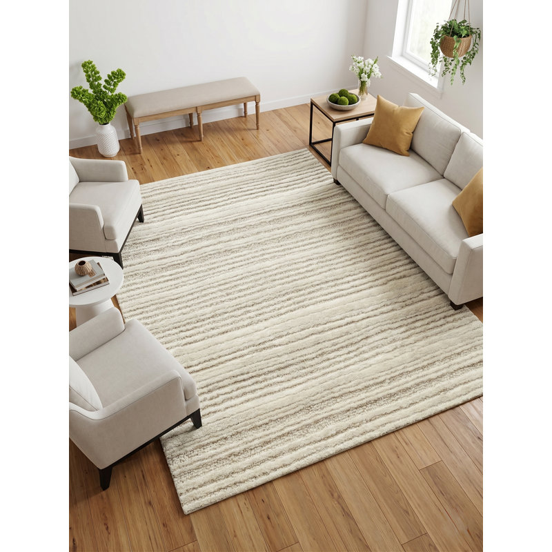 Nayash Hand Tufted Rectangle Indoor Area Rug in Beige, Off White, Rectangle 5 X 8 (FT)