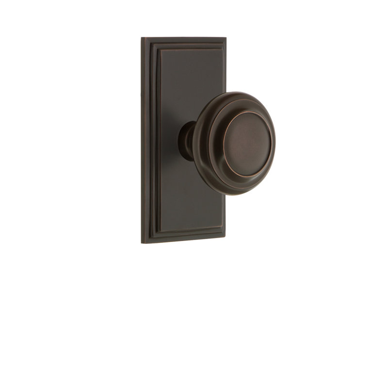 Grandeur Carré Plate Passage with Circulaire Door Knob, Timeless Bronze, 2 3/4"