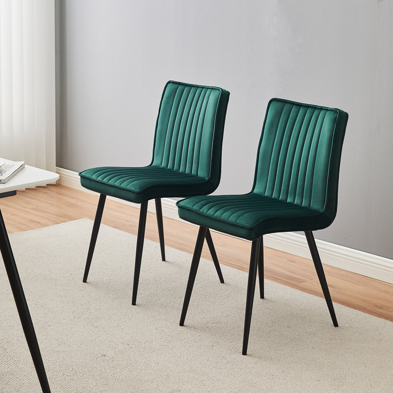 Tys 49cm H Fabric Upholstered Metal Side Chair, Green