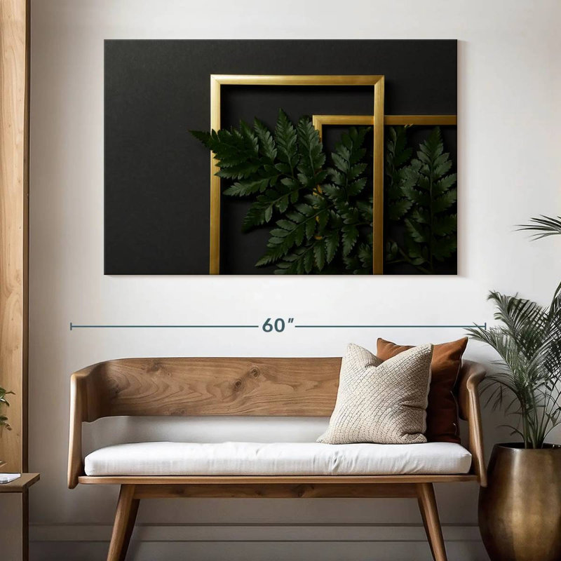 Harnek Ferns In Golden Frames, H 34 po x l 51 po