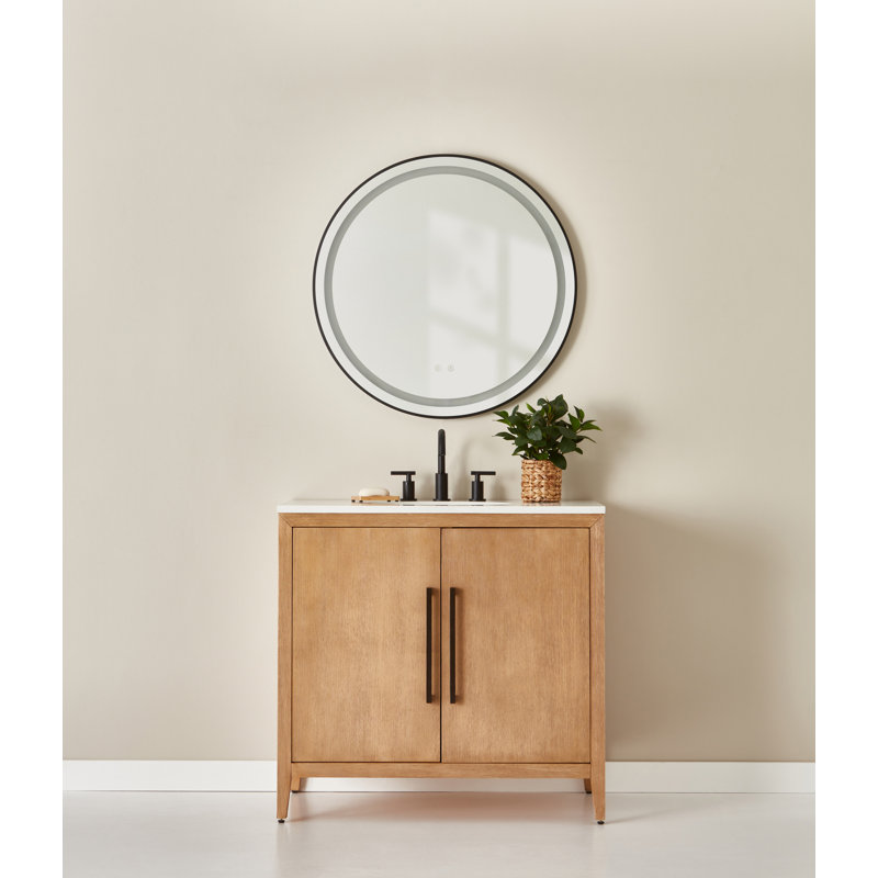 Miroir rond Alder, Noir mat