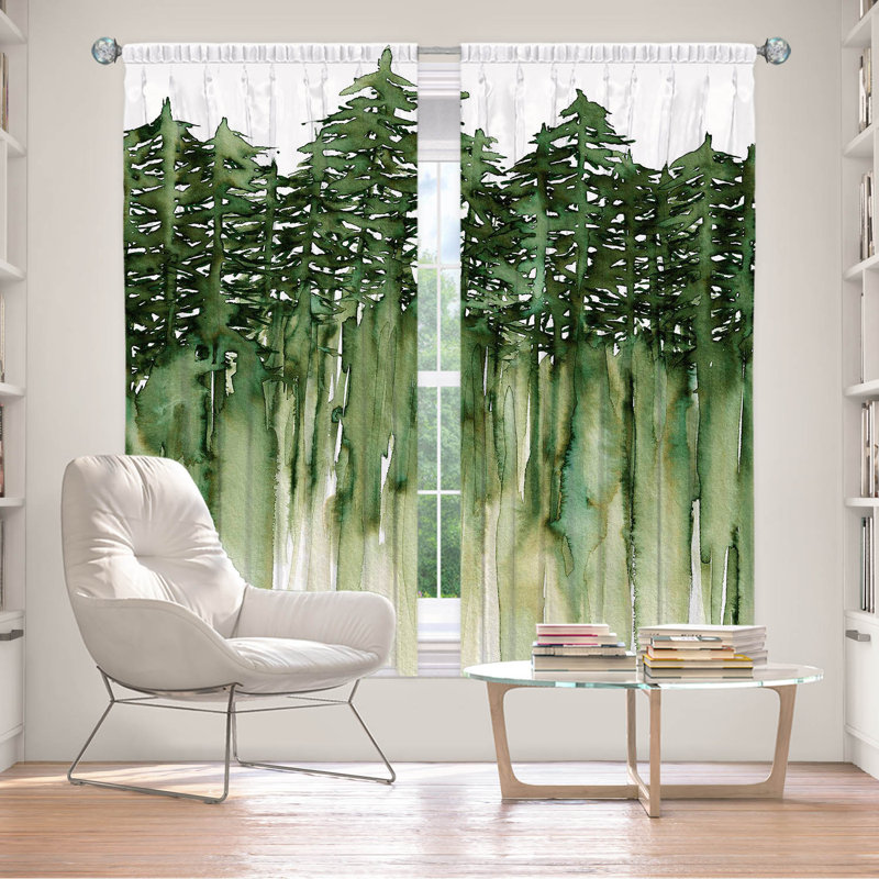 Room Darkening Curtain Pair, 40" W x 61" L, Green