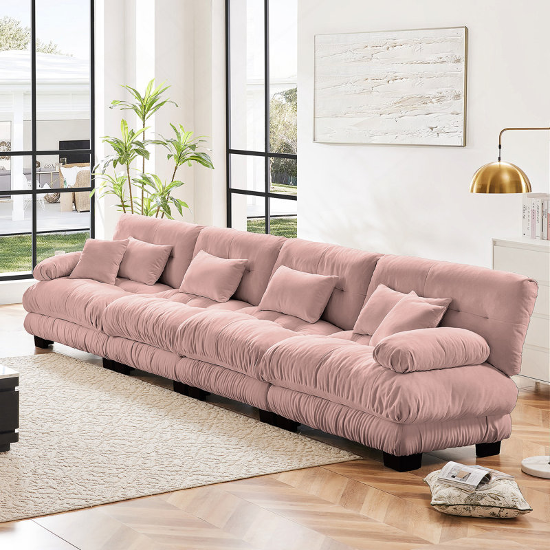 Canapé modulaire confortable en chenille pour différents espaces, élégant et polyvalent, Rose