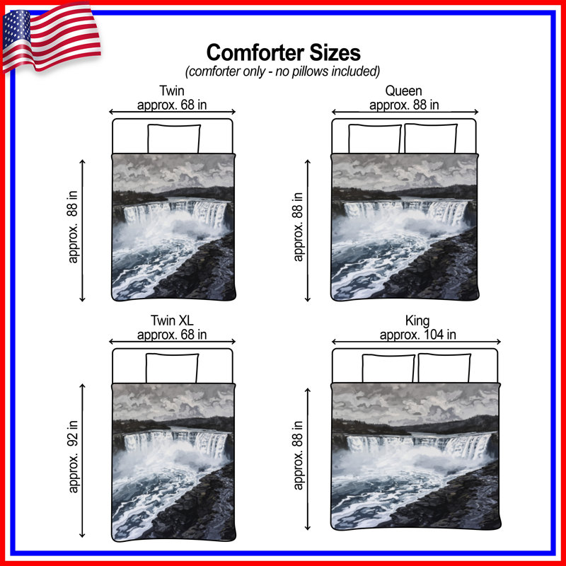 Majestic Waterfall Landscape Comforter, King