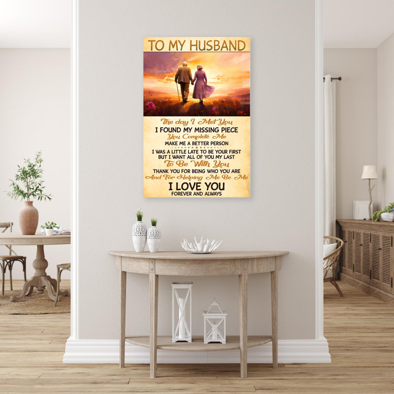 " To My Husband ", 20" H x 16" W x 1.25" D