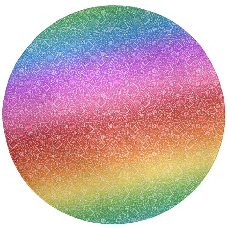 Tapis ombré rose / rouge / bleu, Rond 5 pi