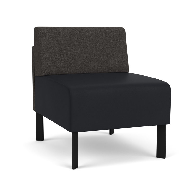 Chaise d'invité sans accoudoirs Luxe Lounge, Acier noir, Fumée Archetype / noir Modena