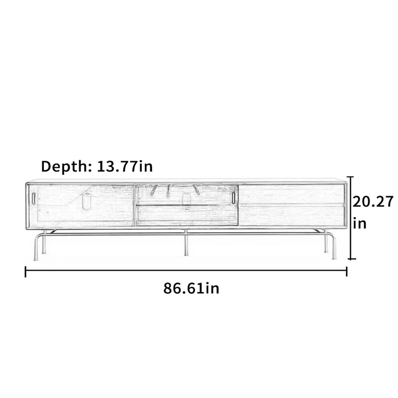 Modern Walnut TV Stand, 86.61"