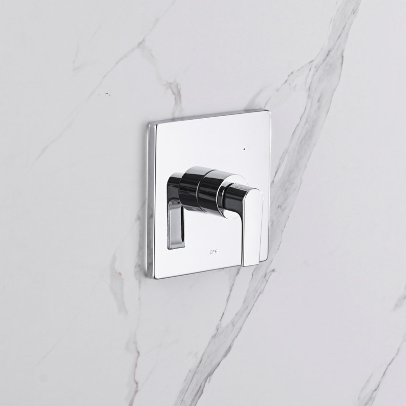 Garniture de douche de la collection Dean seulement: pomme de douche ronde de 6 po, ensemble de poignées simples et soupape brute incluse - chrome poli