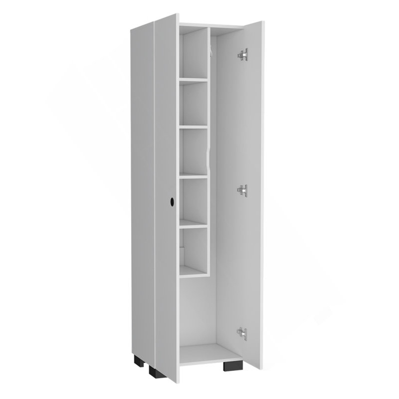 Armoire à balai Lucin, garage, blanc
