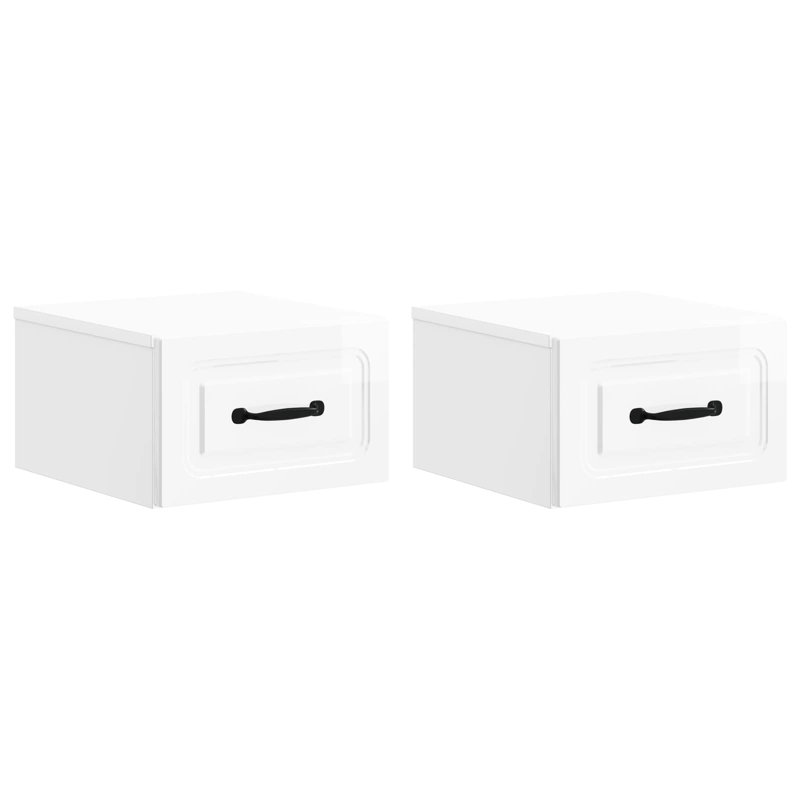 34.5cm W Manufactured Wood Bedside Table, High Gloss White