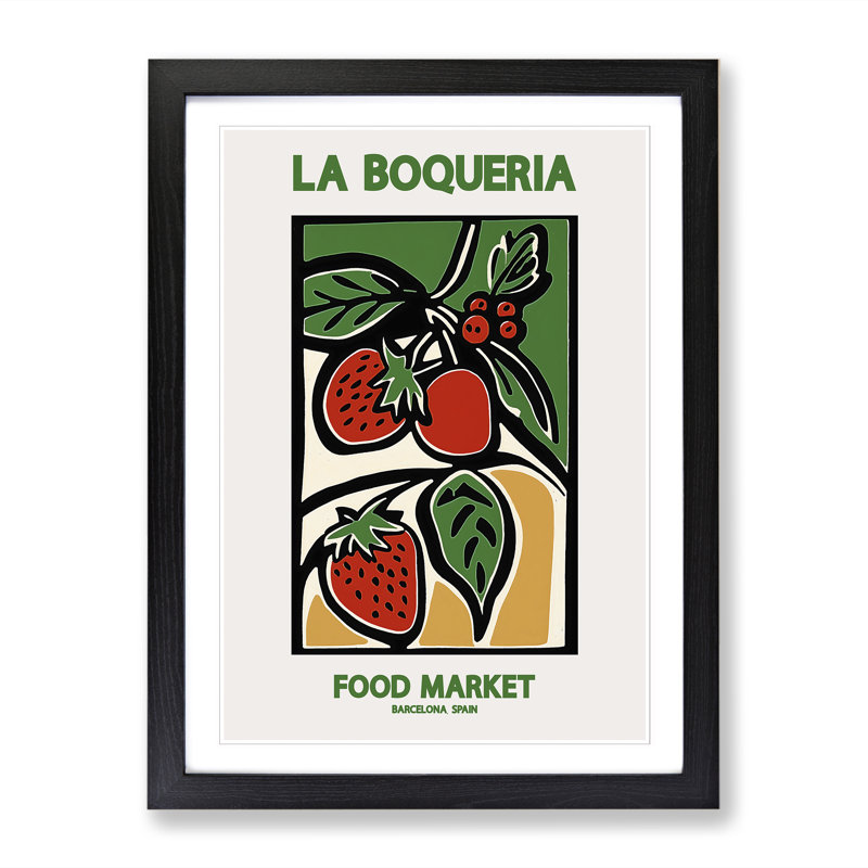 La Boqueria Food Market Exhibition 2 - Single Picture Frame Print on Wood, 34cm H x 25cm W x 2cm D